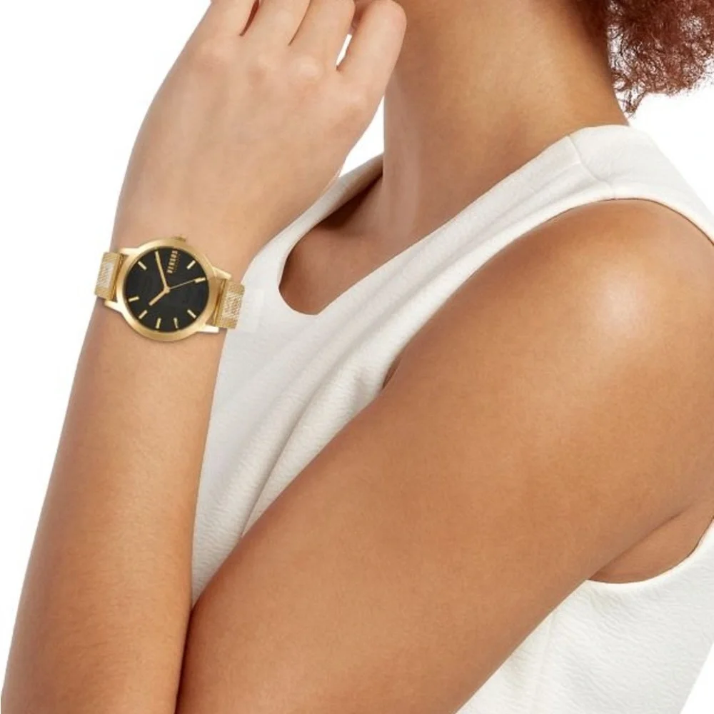 Authentic Versus Versace Barbes 38Mm Ip Yellow Gold Stainless Steel Watch